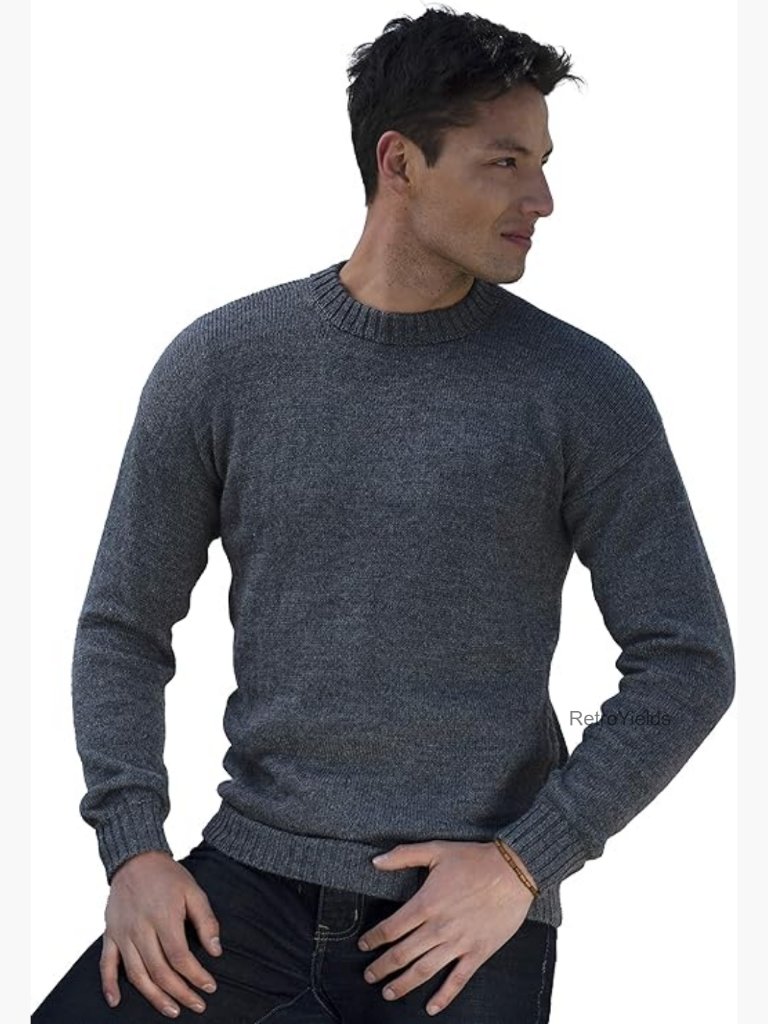 Men's Alpaca Wool Pullover Sweater Crewneck Knit Fall Winter